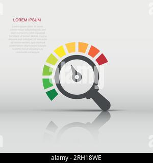 Risk meter icon in flat style. Rating indicator vector illustration on white isolated background. Fuel level sign business concept. Stock Vector