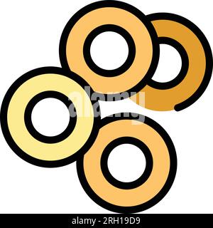 Cereal rings icon outline vector. Milk breakfast. Corn box color flat Stock Vector