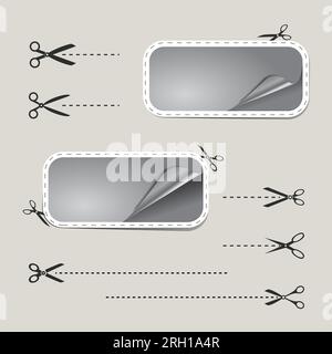Blank advertising coupons with scissors Stock Vector