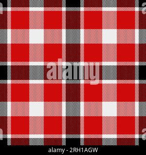 Texture tartan plaid of check seamless vector with a background pattern fabric textile in red and white colors. Stock Vector