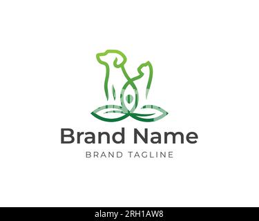 yoga meditation pet logo. pet meditation logo. pet logo template. pet grooming logo template. holistic medicine pet logo. Stock Vector