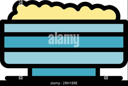 Cereal food box icon outline vector. Milk bowl. Muesli food color flat Stock Vector