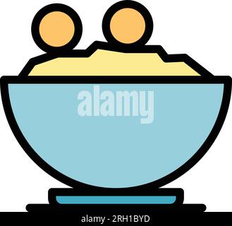 Bowl flakes icon outline vector. Cereal flakes. Corn box color flat Stock Vector