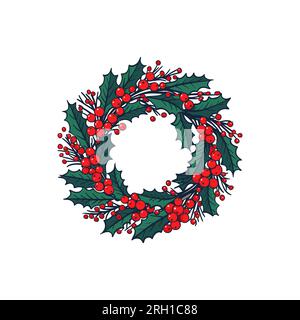 New Year's wreaths from berries. Christmas decorations on a white background. Vector illustration Stock Vector