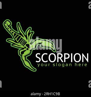 Scorpion logo vector. Animal icon illustration isolated on green background. Stock Vector