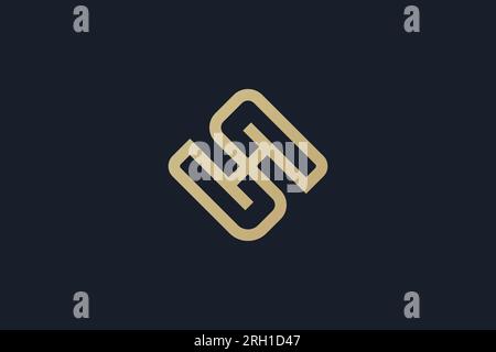 Letter SH or HS logo design . single line SH or HS logo design . Stock Vector