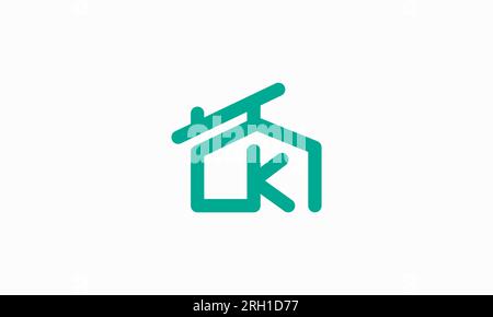 Letter CK House logo design. simple and modern letter CK with house icon. Stock Vector