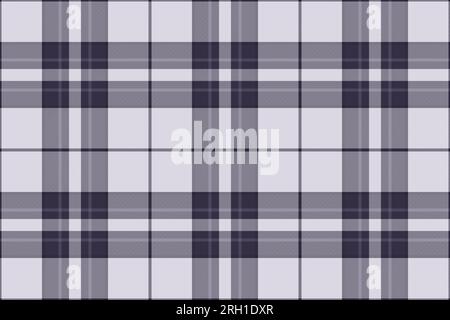 Tartan textile seamless of pattern plaid fabric with a background texture check vector in dark and white colors. Stock Vector