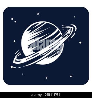 Saturn planet vector icon. Space icon illustration isolated on dark blue background. Stock Vector