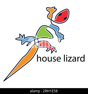 Lizard colorful logo vector. Animal icon illustration isolated on white background. Stock Vector