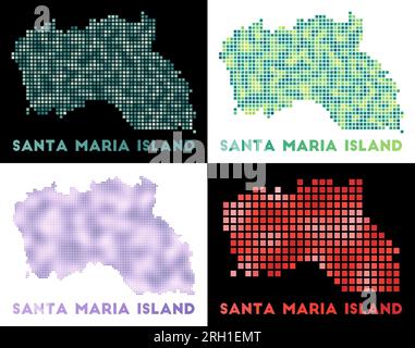 Santa Maria Island map. Collection of map of Santa Maria Island in dotted style. Vector illustration. Stock Vector
