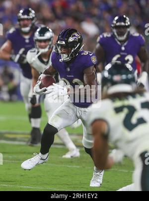 Baltimore Ravens wide receiver Sean Ryan runs a route during the first half  of a preseason NFL football game, Saturday, Aug. 12, 2023, in Baltimore.  (AP Photo/Julio Cortez Stock Photo - Alamy