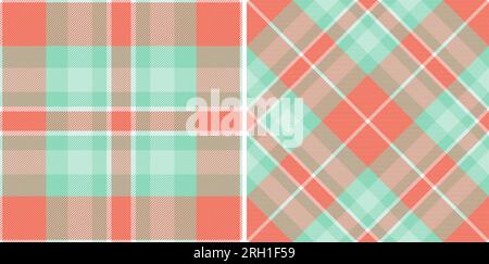 Plaid tartan textile of check seamless pattern with a texture fabric vector background set in food colors. Stock Vector