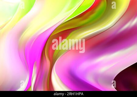 Bright abstract background with pink and green waves. Fresh spring design. Vector backdrop with gradient mesh Stock Vector