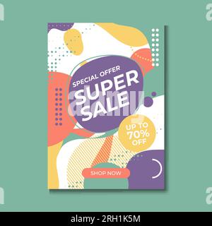 Super Sale poster, banner. Big sale, clearance. 70% off. Vector illustration. Stock Vector