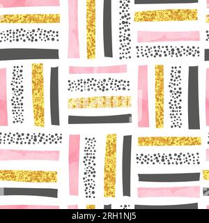 Vector seamless abstract pattern with hand drawn stripes. Stock Vector