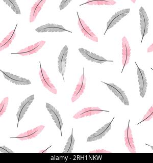 Seamless watercolor feathers pattern. Vector background. Stock Vector