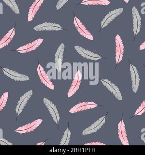 Seamless vector watercolor feathers pattern. Stock Vector