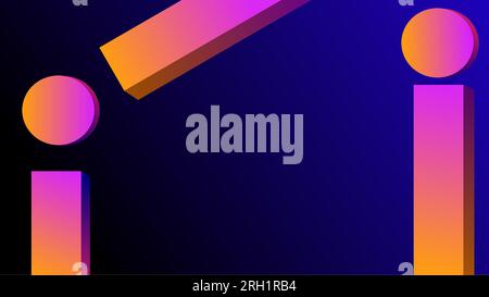 Abstract pink orange twilight gradient 3D geometric background. Stock Vector
