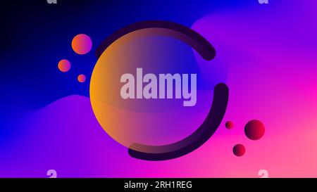 Transparent artistic circle frame over twilight sky colors gradient background Stock Vector