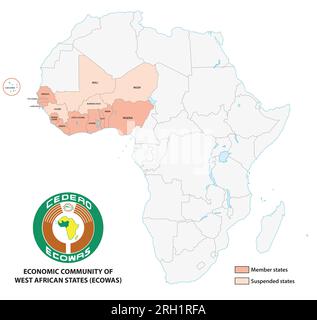 Map of the Economic Community of West African States (ECOWAS) Stock Photo