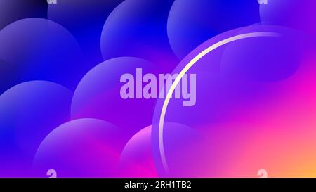 Fading bubble worlds with half submerged circle twilight background Stock Vector
