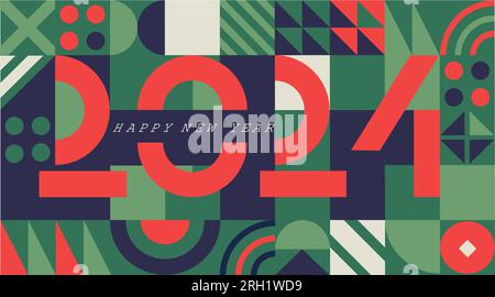 Geometric Banner for 2024 New Year. Stock Vector