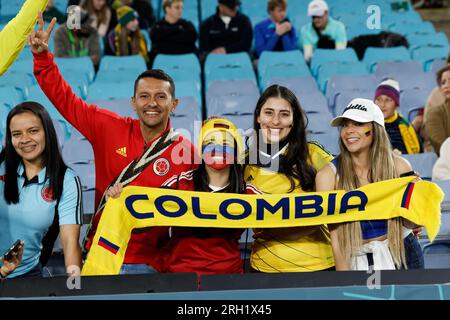 Sydney, Australia. 12th Aug, 2023. Colombia fans show their support after the FIFA Women's World Cup Australia and New Zealand 2023 Quarter Final match between England and Colombia at Stadium Australia on August 12, 2023 in Sydney, Australia Credit: IOIO IMAGES/Alamy Live News Stock Photo