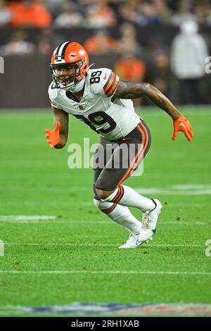 Cleveland Browns wide receiver Cedric Tillman (89) runs up the field during  an NFL pre-season football game against the Washington Commanders, Friday,  Aug. 11, 2023, in Cleveland. (AP Photo/Kirk Irwin Stock Photo 