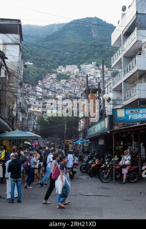 Brazil: daily life in the streets of Rocinha, the famous favela in the southern area of Rio de Janeiro, the largest slum in the country Stock Photo