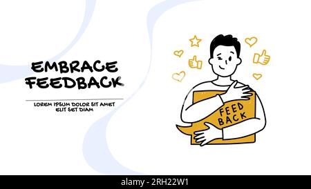 Vector of a young man open for a feedback Stock Vector