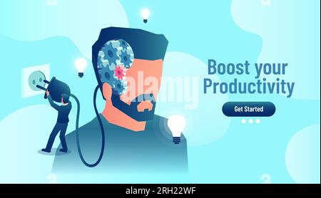 New technology, artificial intelligence application to improve human productivity concept Stock Vector