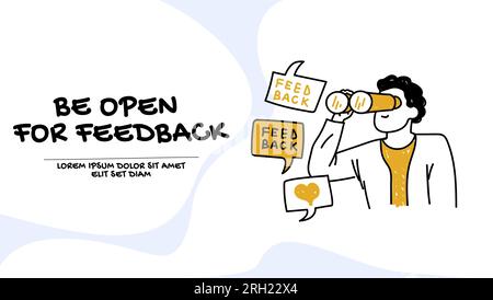 Vector of a young man open for feedback Stock Vector