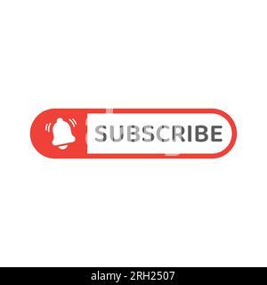 Subscribe push button. Cursor click, bell notification red vector. Stock Vector