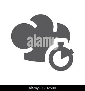 Cooking time glyph vector icon. Chef cap with clock symbol. Stock Vector