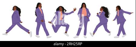 Set of Businesswoman character in different poses. Stock Vector