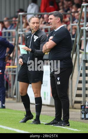 Kevin Maher manager of Southend United having words with Fourth Official during National League match between Dagenham and Redbridge against Southend Stock Photo