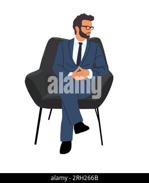 Boss Working Character Vector. Working Bearded Male. Modern Office ...
