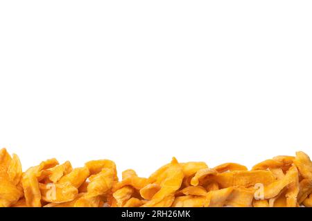 Dried melon slices isolated on a white background. Dried fruit. Stock Photo