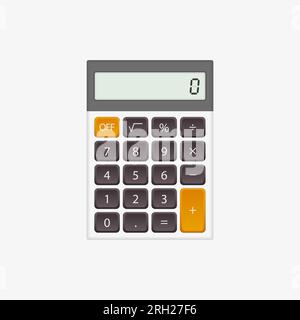 Vector calculator with gray and orange buttons on white background. Vector illustration. Stock Vector
