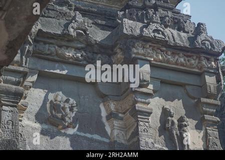 Details of the Ellora Caves are spectacular rock cut temple caves in India and are under the UNSECO World Heritage sites Stock Photo