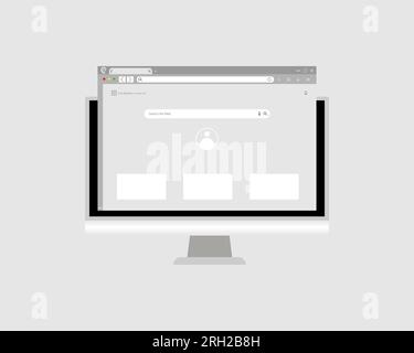 Desktop monitor computer with browser homepage, Surfing the internet. Stock Vector
