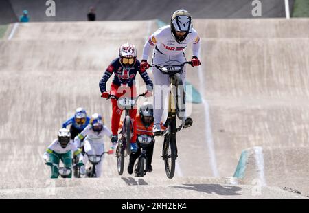 Great Britain's Bethany Shriever wins the Women's Elite Final during day eleven of the 2023 UCI Cycling World Championships at the Glasgow BMX Centre, Glasgow. Picture date: Sunday August 13, 2023. Stock Photo