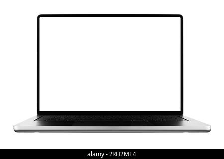 Modern Laptop Mockup with a white screen isolated on a white background, Based on a High-quality Studio shot, new Laptop frameless design concept Stock Photo