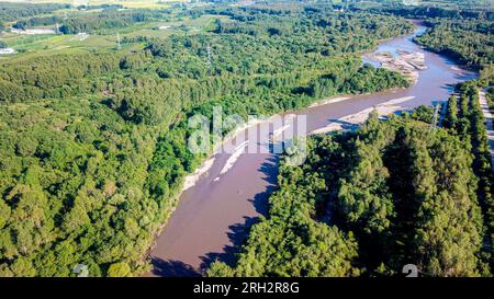 Ulanhot, China's Inner Mongolia Autonomous Region. 13th Aug, 2023. This aerial photo shows a view of the Tao'erhe National Wetland Park in Ulanhot City, north China's Inner Mongolia Autonomous Region, Aug. 13, 2023. Credit: Peng Yuan/Xinhua/Alamy Live News Stock Photo