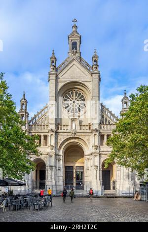 19th century Sainte-Catherine Roman Catholic parish church from Sainte-Catherine Place - Brussels, Belgium. Stock Photo