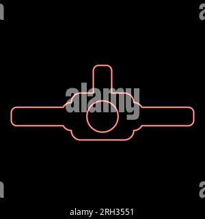 Neon headlamp torch flashlight travel head lantern roadtrip gear LED headlight hiking red color vector illustration image flat style light Stock Vector