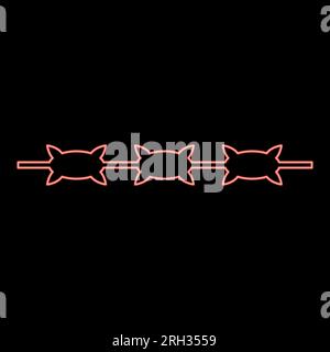 Neon barbed wire prison concept red color vector illustration image flat style light Stock Vector