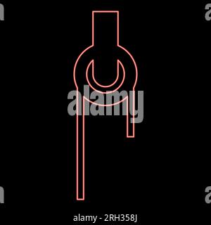 Neon winch with cord pulley construction climbing block equipment sheave red color vector illustration image flat style light Stock Vector