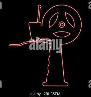 Neon hand dispenser for adhesive tape red color vector illustration image flat style light Stock Vector